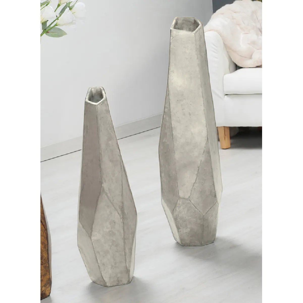 Vase Askar en argent 90 cm x 28 cm