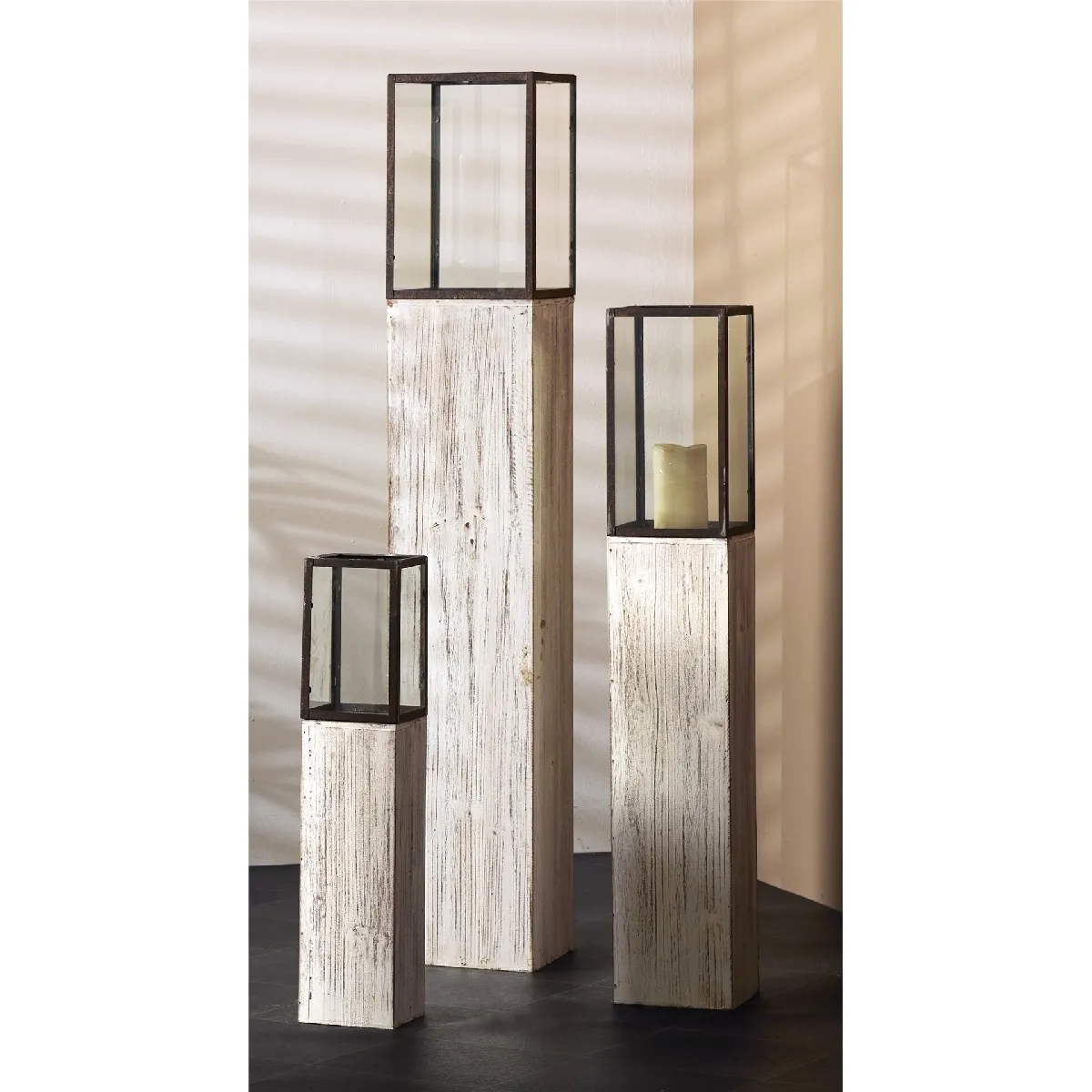 Pied en bois blanc vieilli 120 cm s 3 21dx120 cm