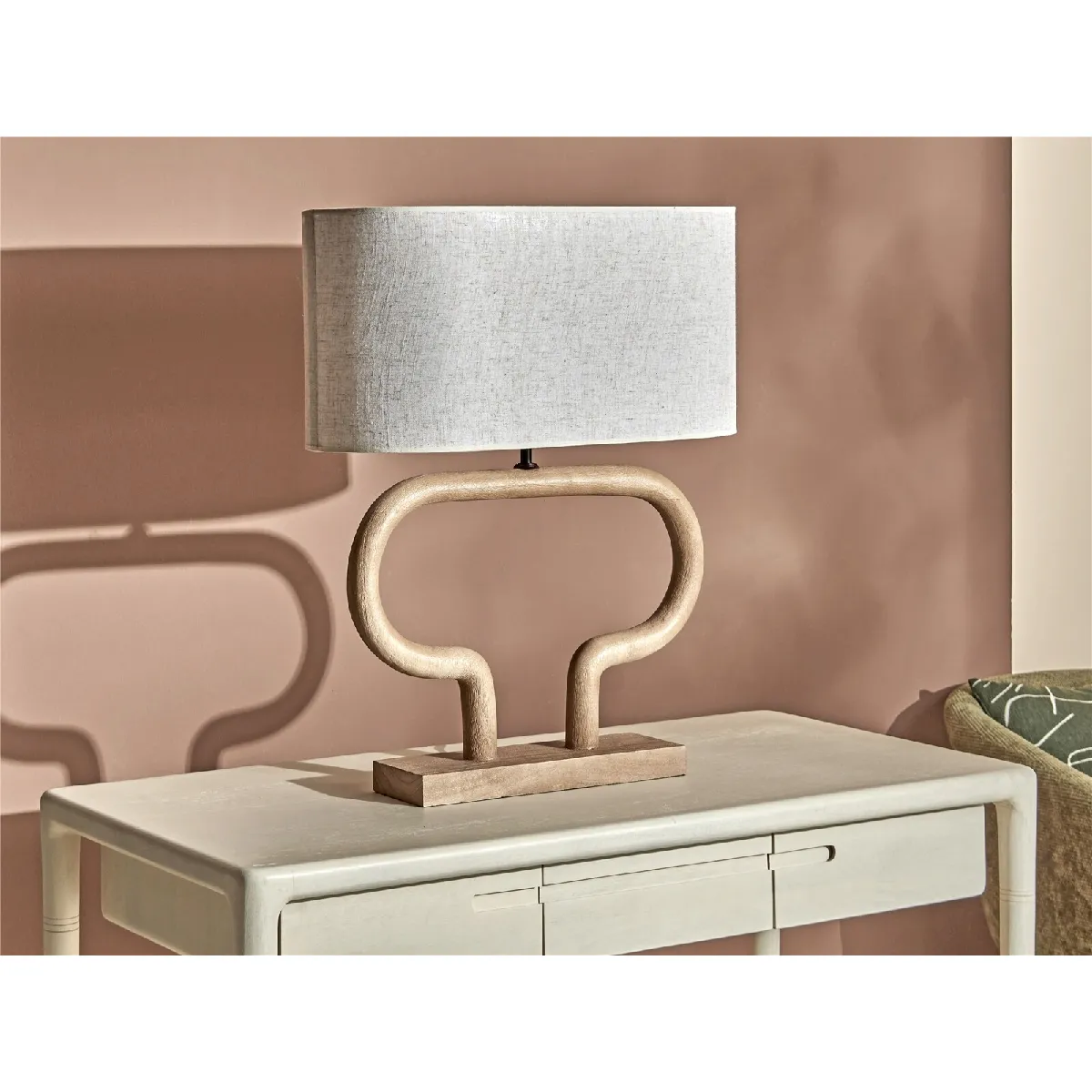 Lampe de table Demeter en bois naturel couleur caramel 40 cm 55 x 12 x 40 cm