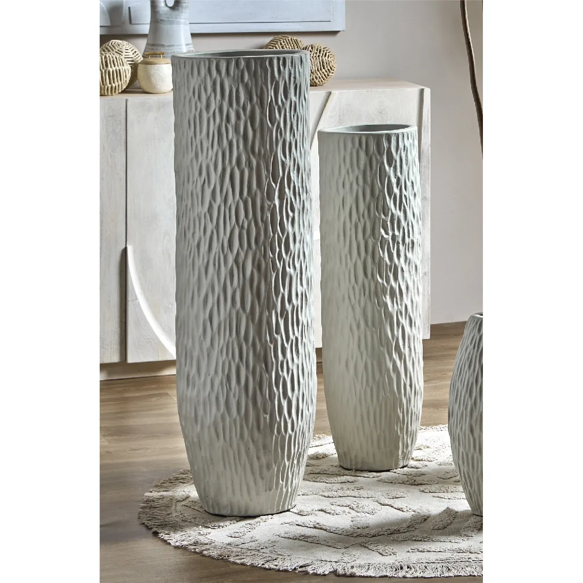 Vase en céramique Adara, texture morille, beige, 100 cm, s 2 30dx100cm