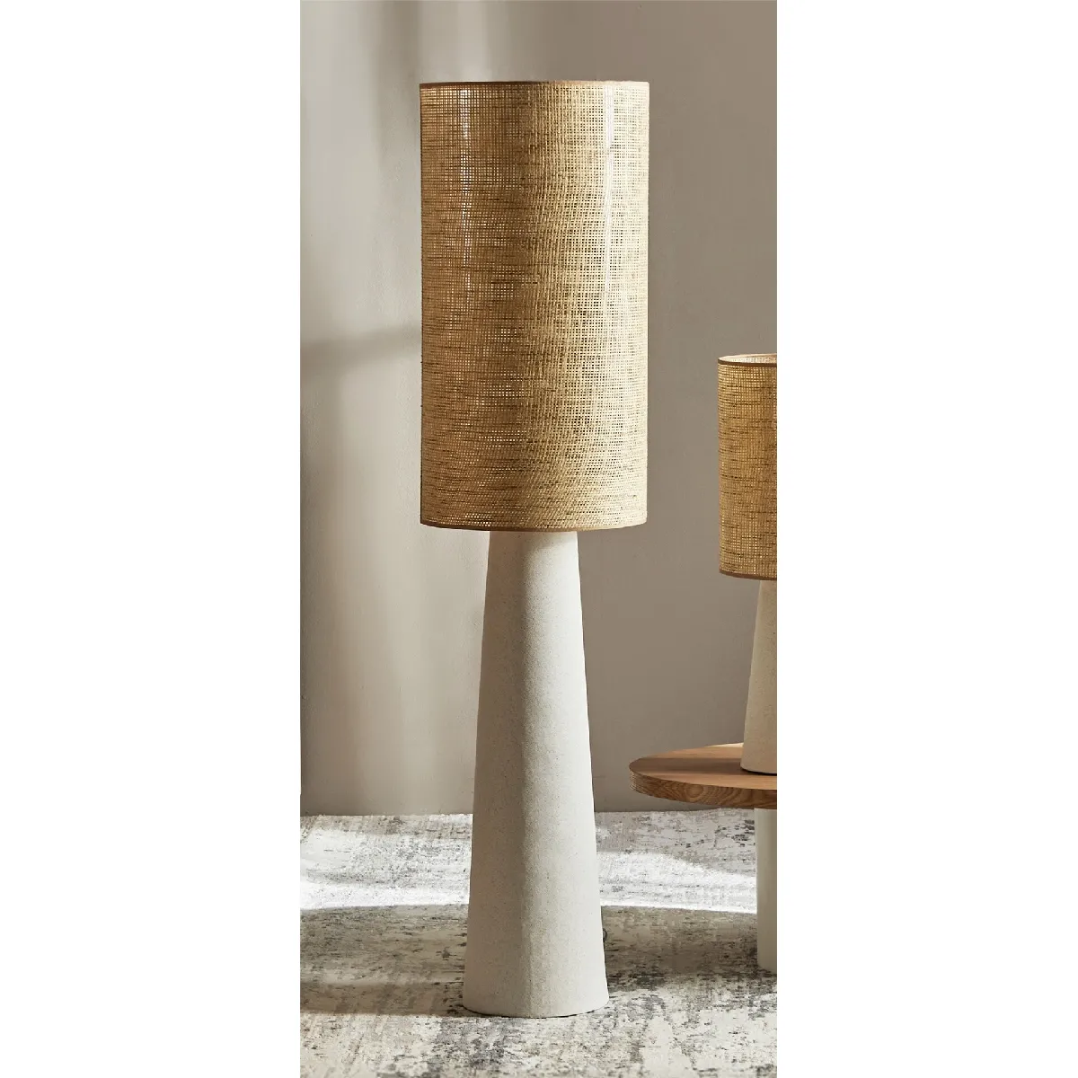 Lampadaire Heracles P, imitation rotin, 143 cm x 35 cm x 143 cm