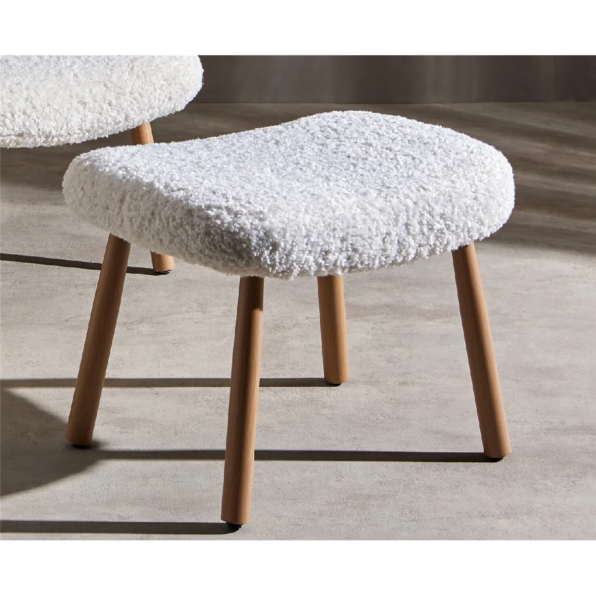 banc long en peau de mouton 60x42x43cm