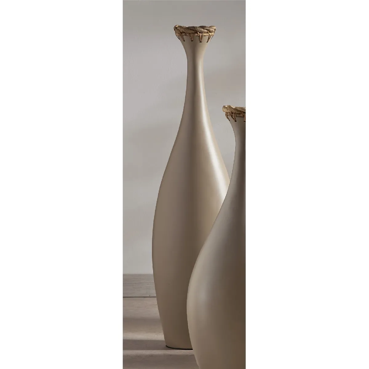 Vase en bambou avec tresse de jacinthe d'eau, 93 cm, 25 x 18 x 93 cm