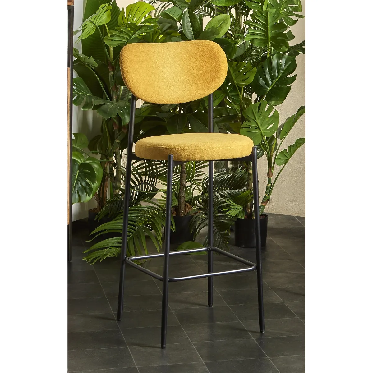 Tabouret de bar Maui moutarde 45x47x110cm