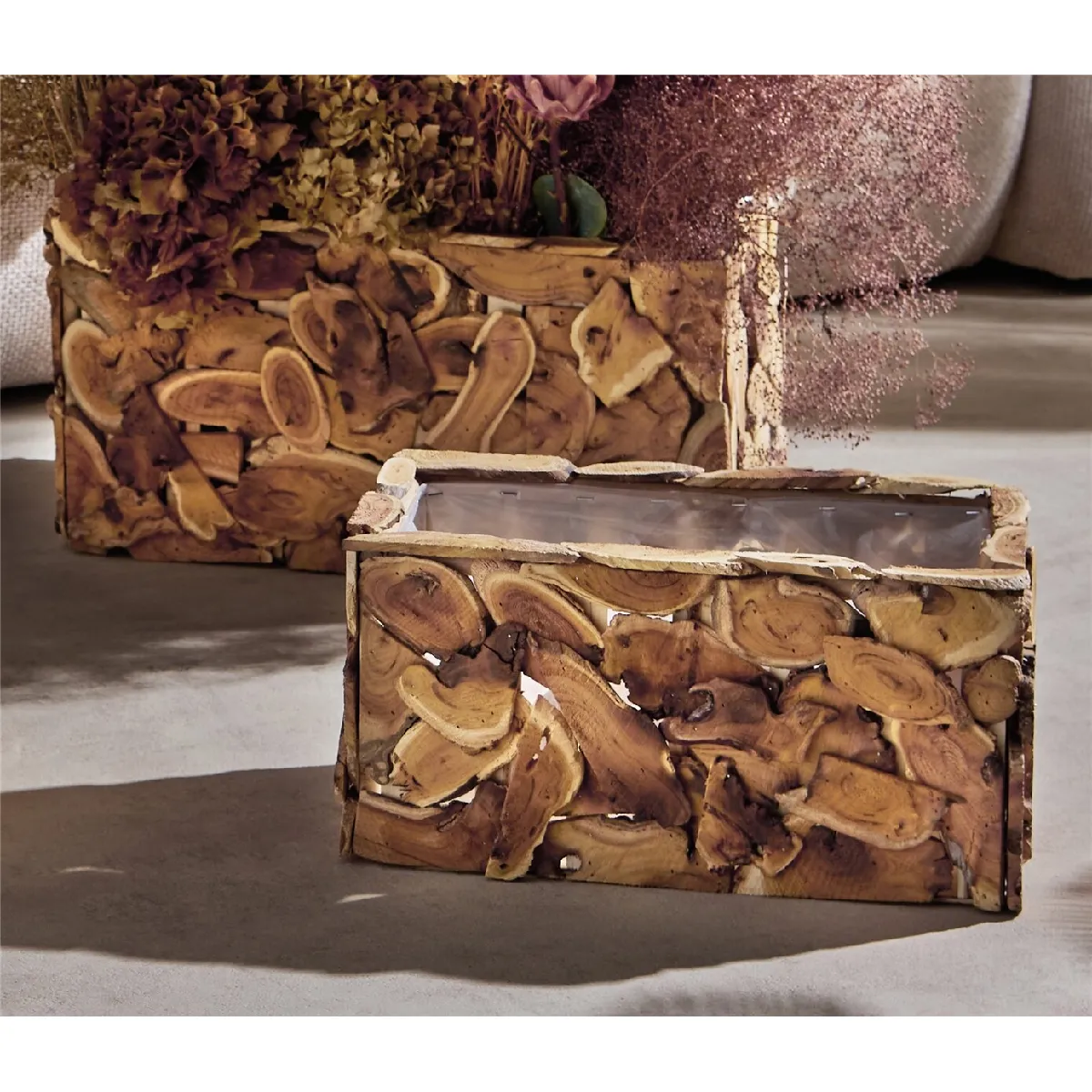 Jardinière rectangulaire en bois 50 cm x 25 cm