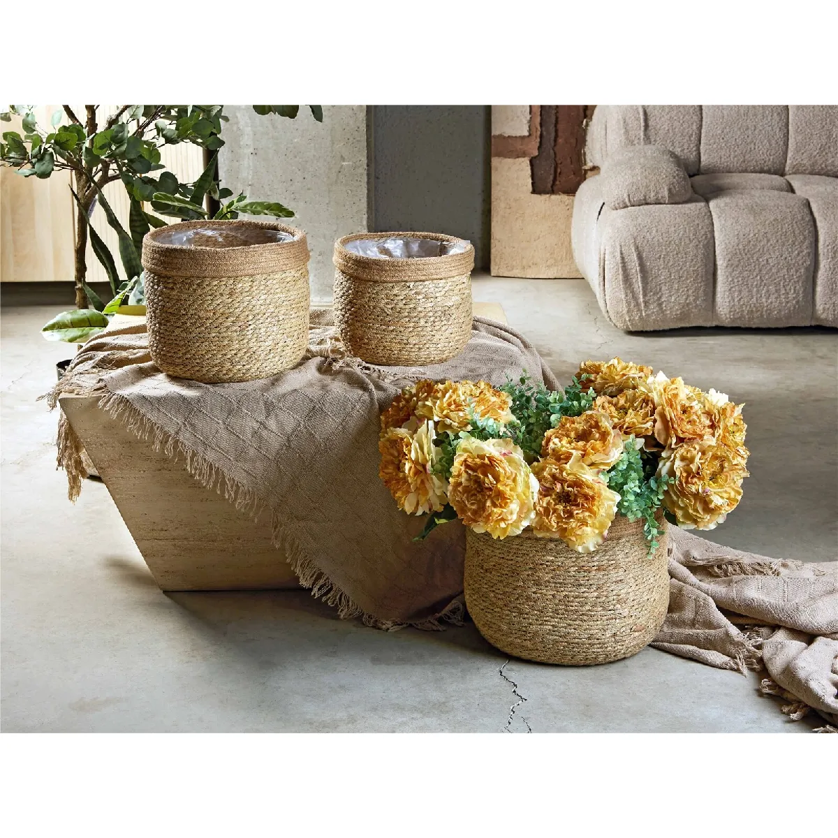 Pot de fleurs en fibres naturelles 30 cm x 35 cm