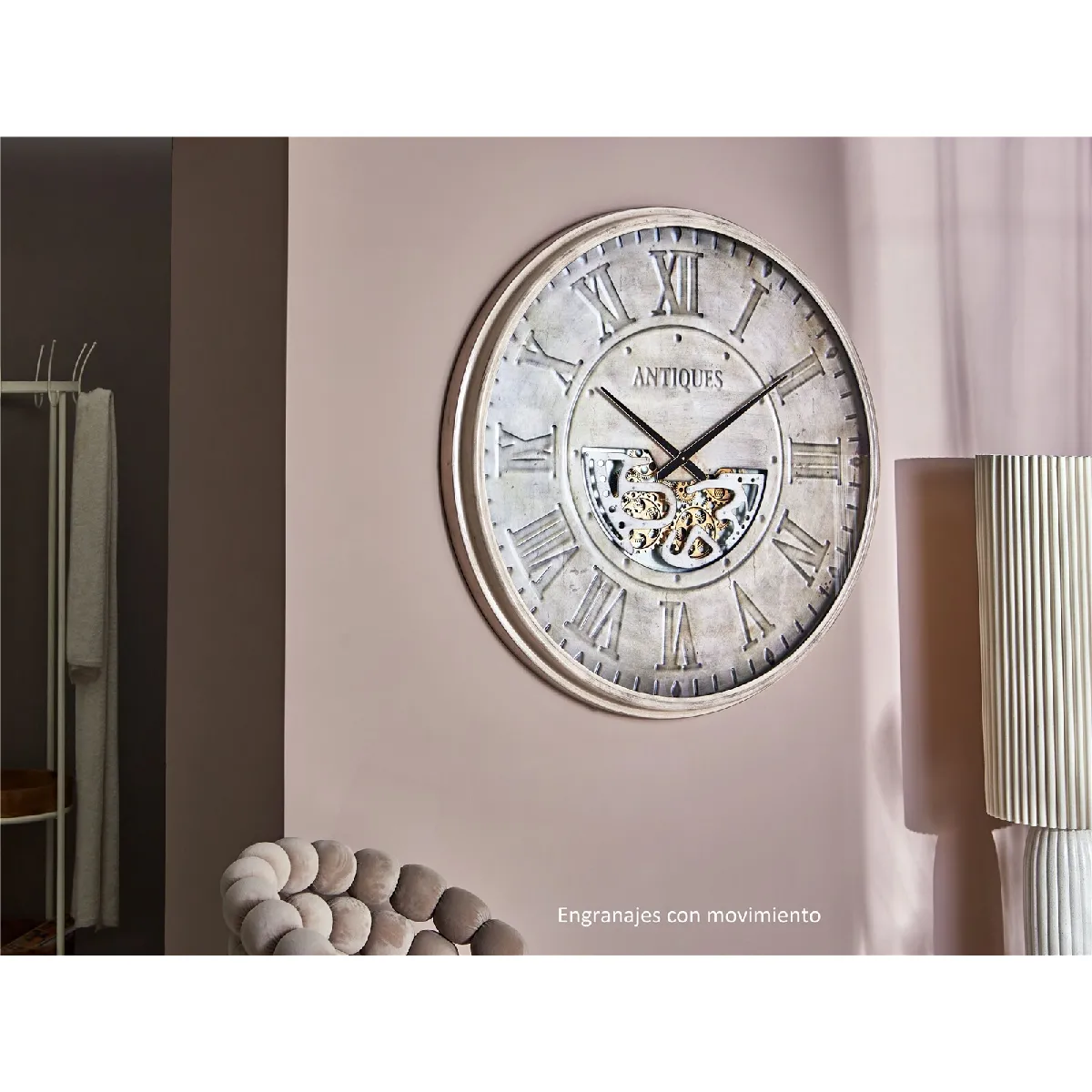 Mécanisme d horloge murale antique en tôle grise, diamètre 102 cm x 102 cm