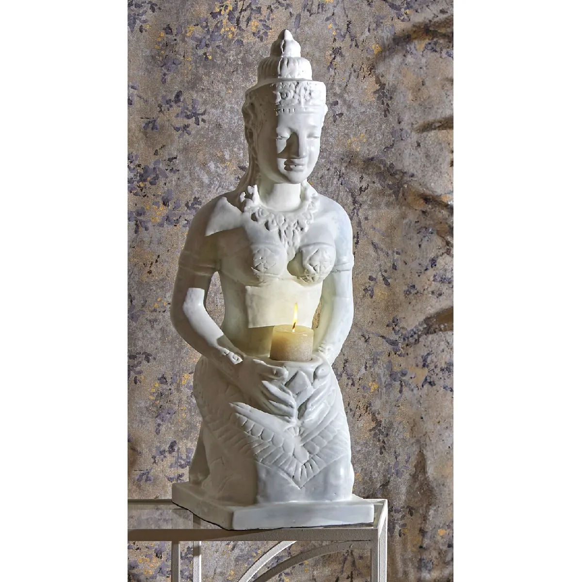 Statuette de Bouddha agenouillé beige, 79 cm, 32 x 32 x 79 cm