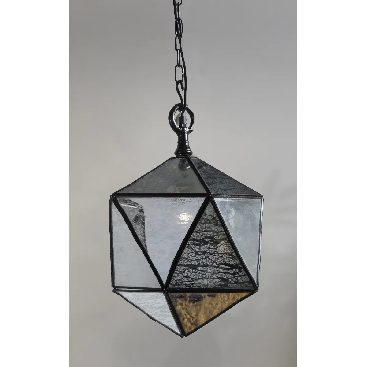 Suspension Muna, en cristal et étain décorés, 25 cm x 25 cm x 32 cm