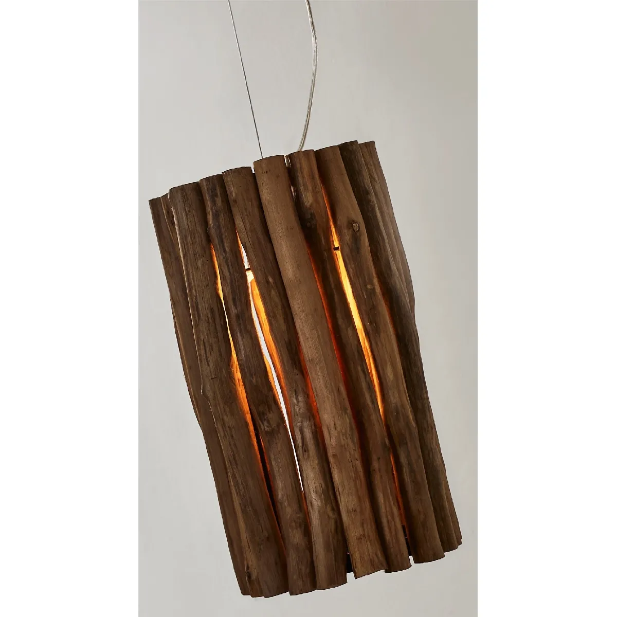 Plafonnier rond Xiloh en branches de teck 25x45cm 25x45cm