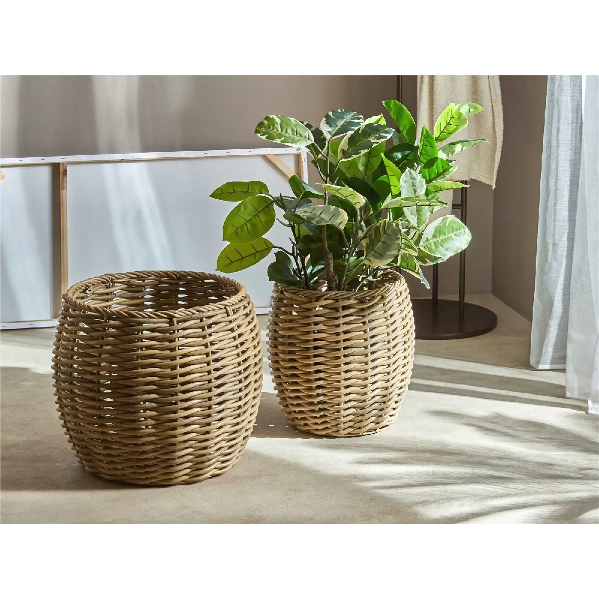 Pot de fleurs imitation rotin 48d s 2 48dx41cm