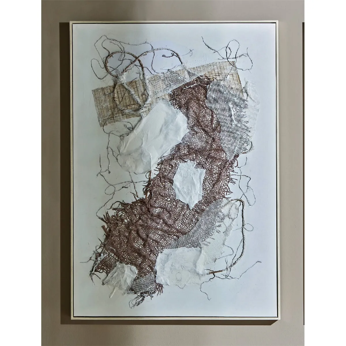 Peinture abstraite moderne, toile rougeâtre, avec cadre, 72 x 102 cm, 72 x 5 x 102 cm