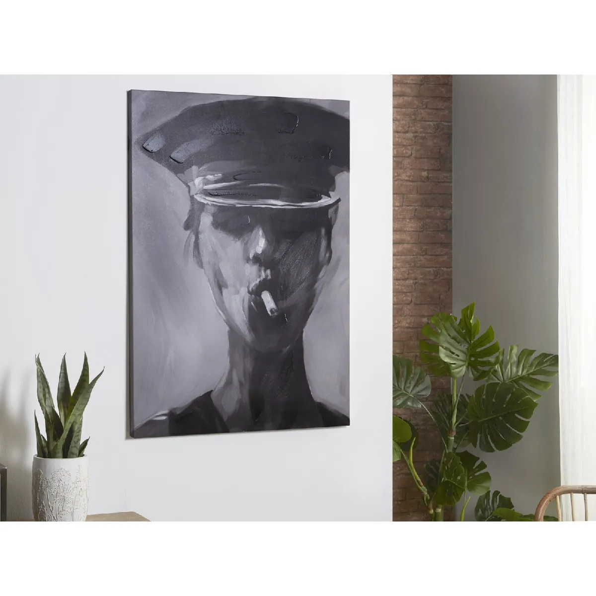 Toile imprimée, femme, noir et blanc, 50 % huile, 70 x 100 cm x 70 x 3 x 100 cm