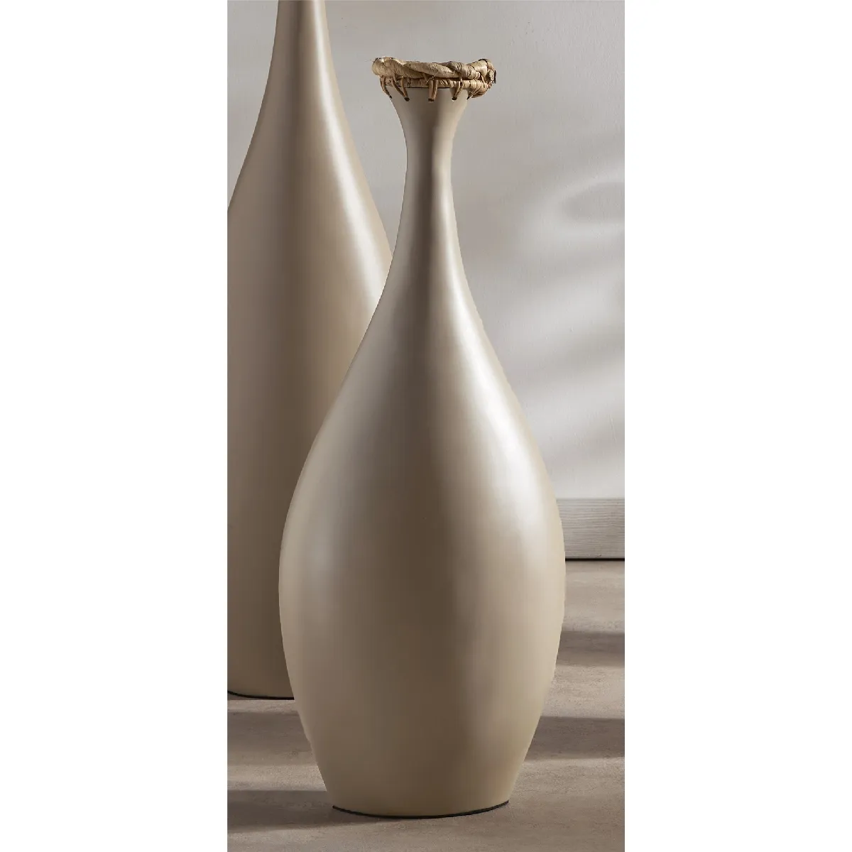 Vase en bambou avec tresse de jacinthe d'eau, 73 cm, 28 x 20 x 73 cm