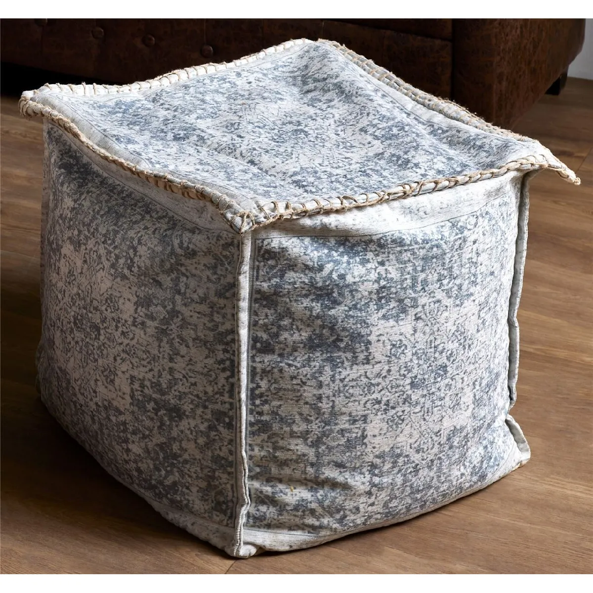 Pouf à motifs orientaux, gris, 50 x 50 x 40 cm