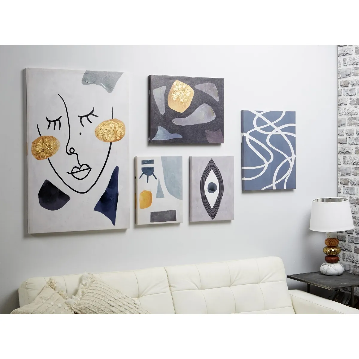 Toile imprimée bleue abstraite, peinture à l'huile à 50 %, 60 x 90 cm, s 5 60 x 2 x 90 cm