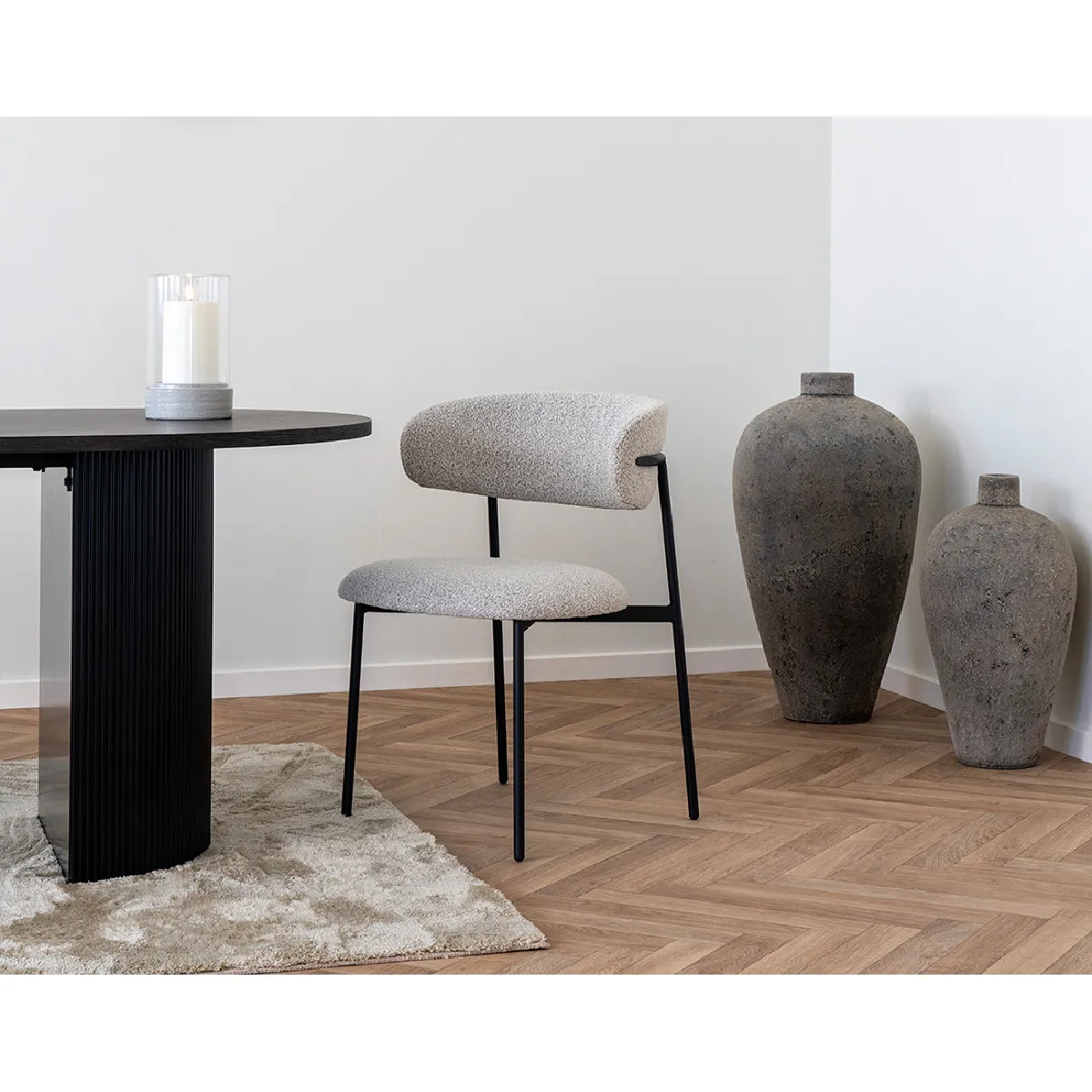 Erica - lot de 2 chaises en tissu bouclette - pieds - Lisa Design