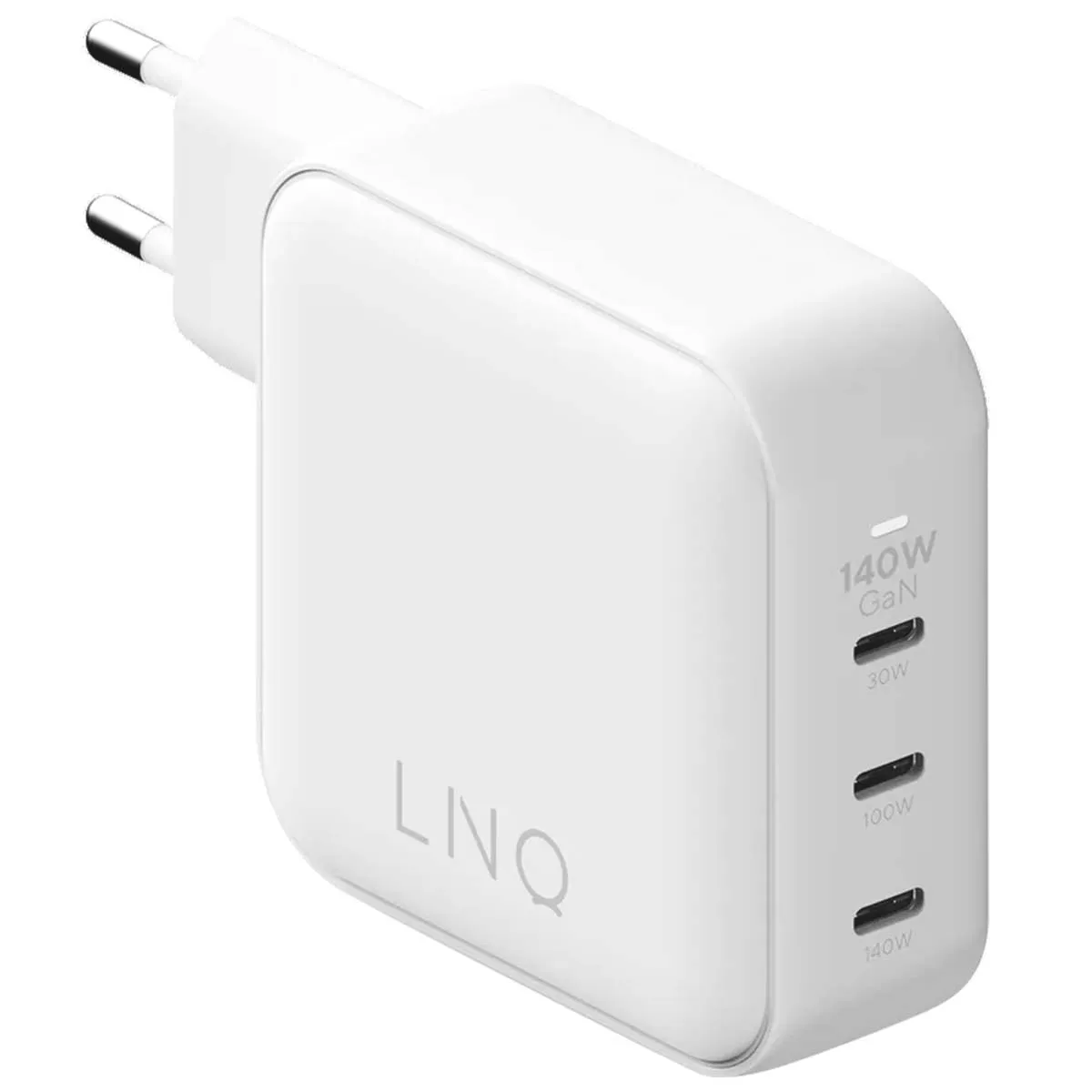 Chargeur Secteur Linq Gan 140w 3 Ports Usb-c Plastique Recyclé Compact Blanc Lq48033