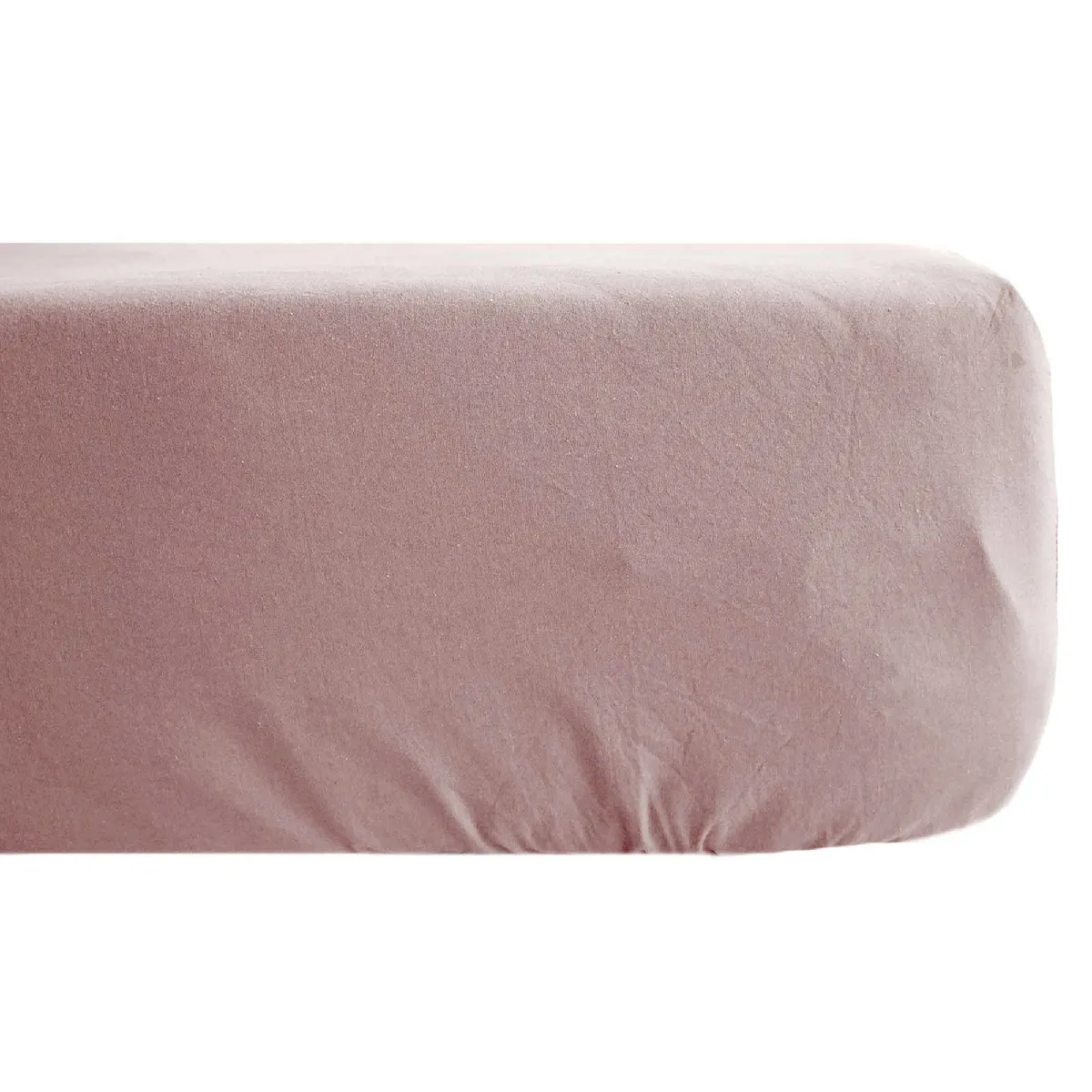 Drap Housse Palace Pur Coton Lavé 90x190 Cm Bonnet 30 Cm Uni Rose