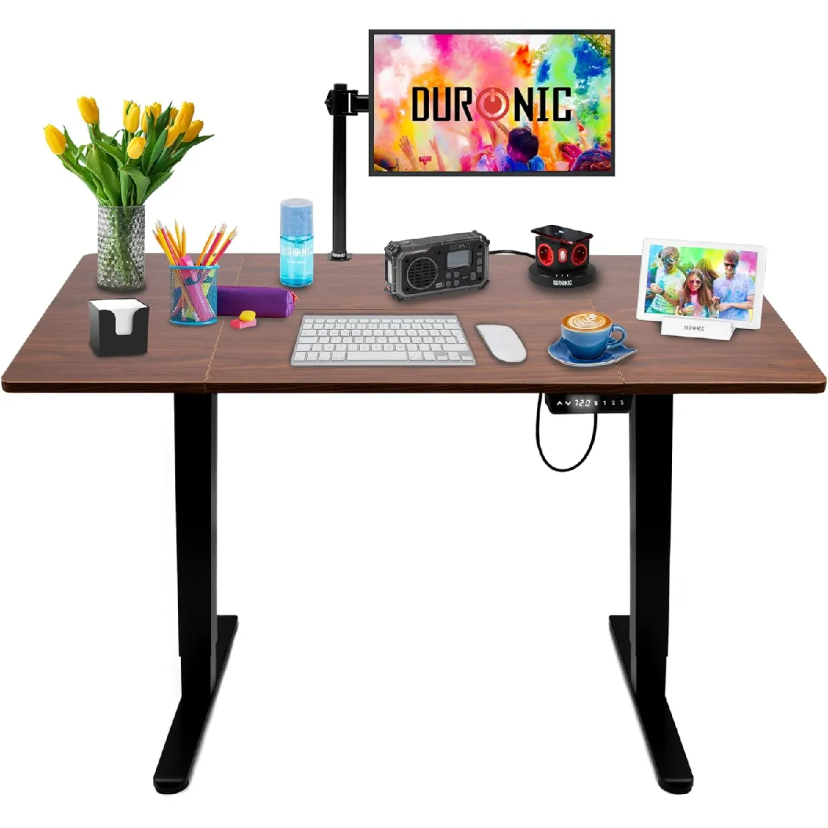 Bureau Assis-debout Électrique Avec Plateau De 120cm Hauteur Ajustable 72-118cm Charge Max 70kg Duronic Cd120 Bt