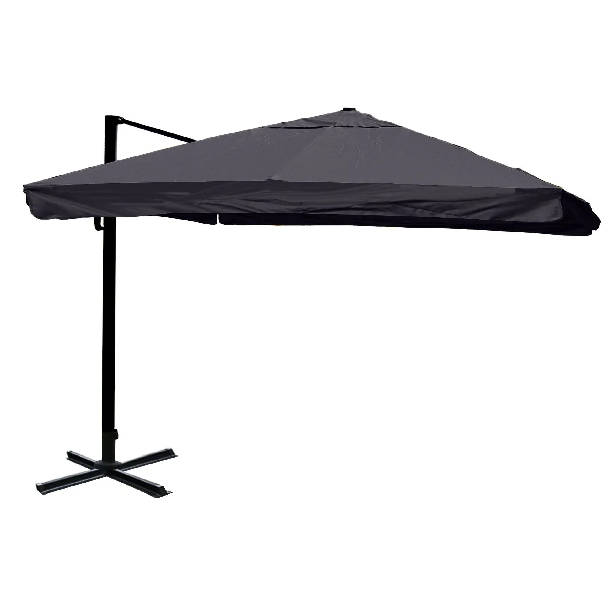Parasol Déporté 3×4 M (5 M) - Toile Polyester Anthracite - Structure Aluminium/acier - 04_0007957