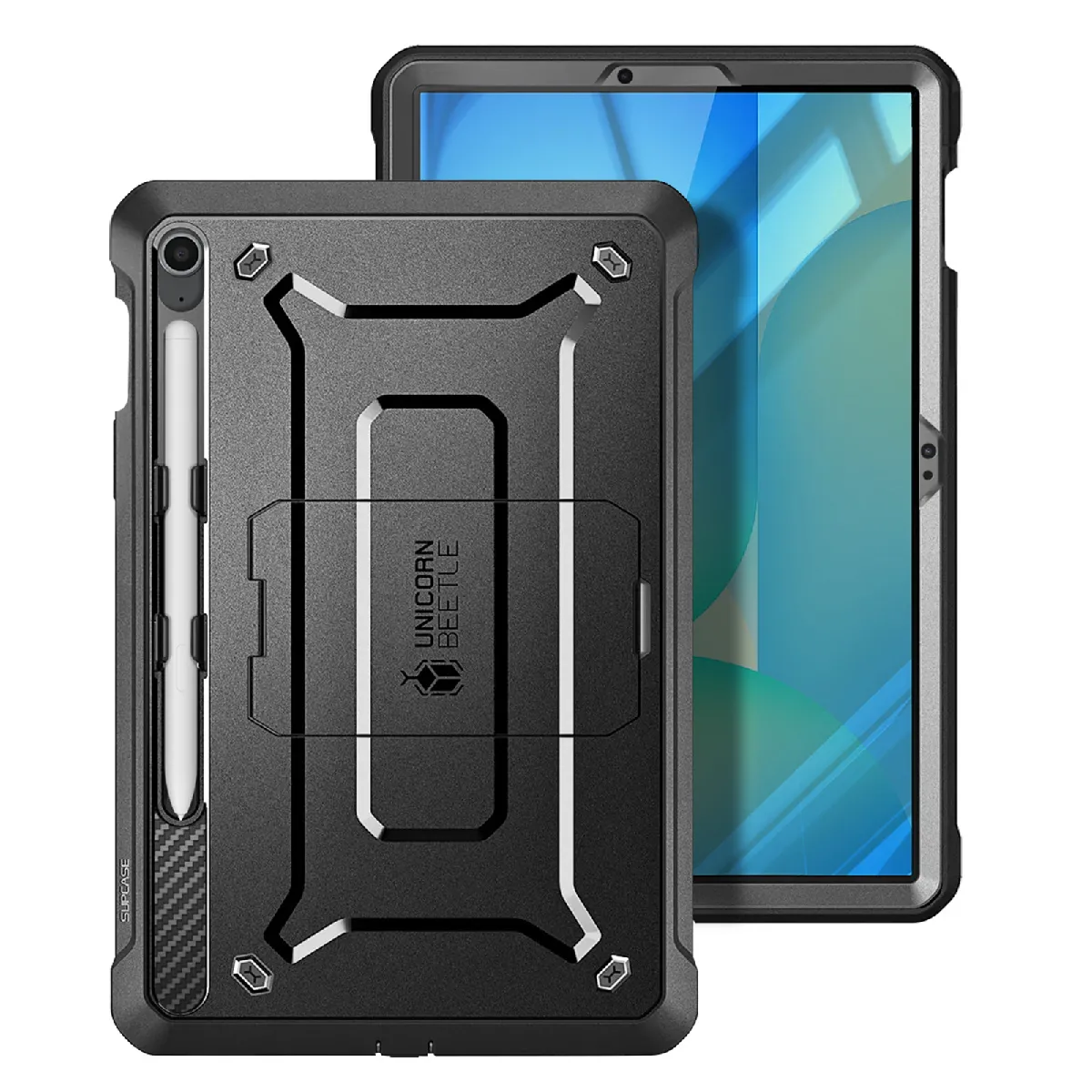 Housse Supcase Galaxy Tab S10 Fe Plus Béquille Rangement S Pen Noir Plastique