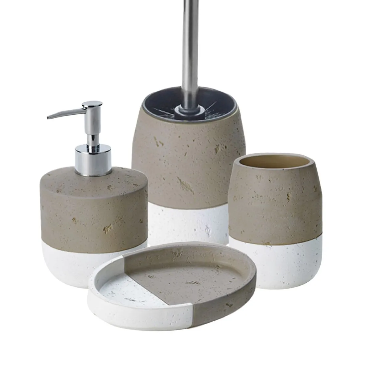 Set salle de bain bicolore 4 pièces en céramique 28x31x31cm