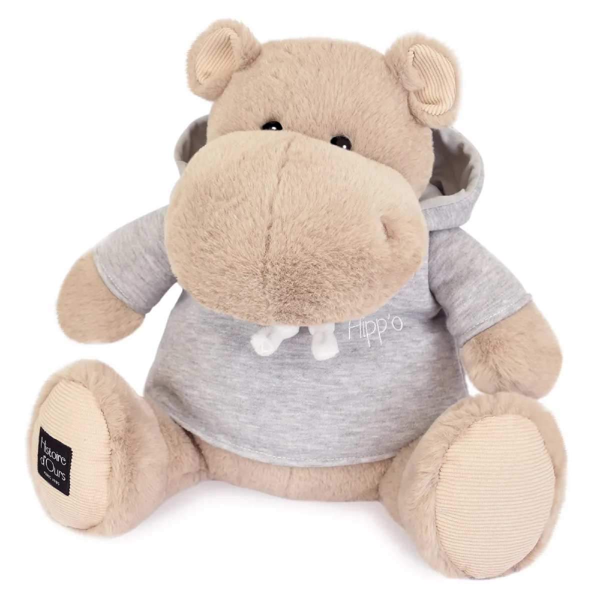 Peluche Hippopotame Polyester 45 Cm Collection Hippo Cool Beige/gris