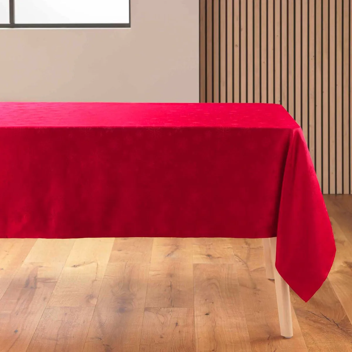 Nappe Jacquard Imprimé "flocons" 140x240cm Rouge