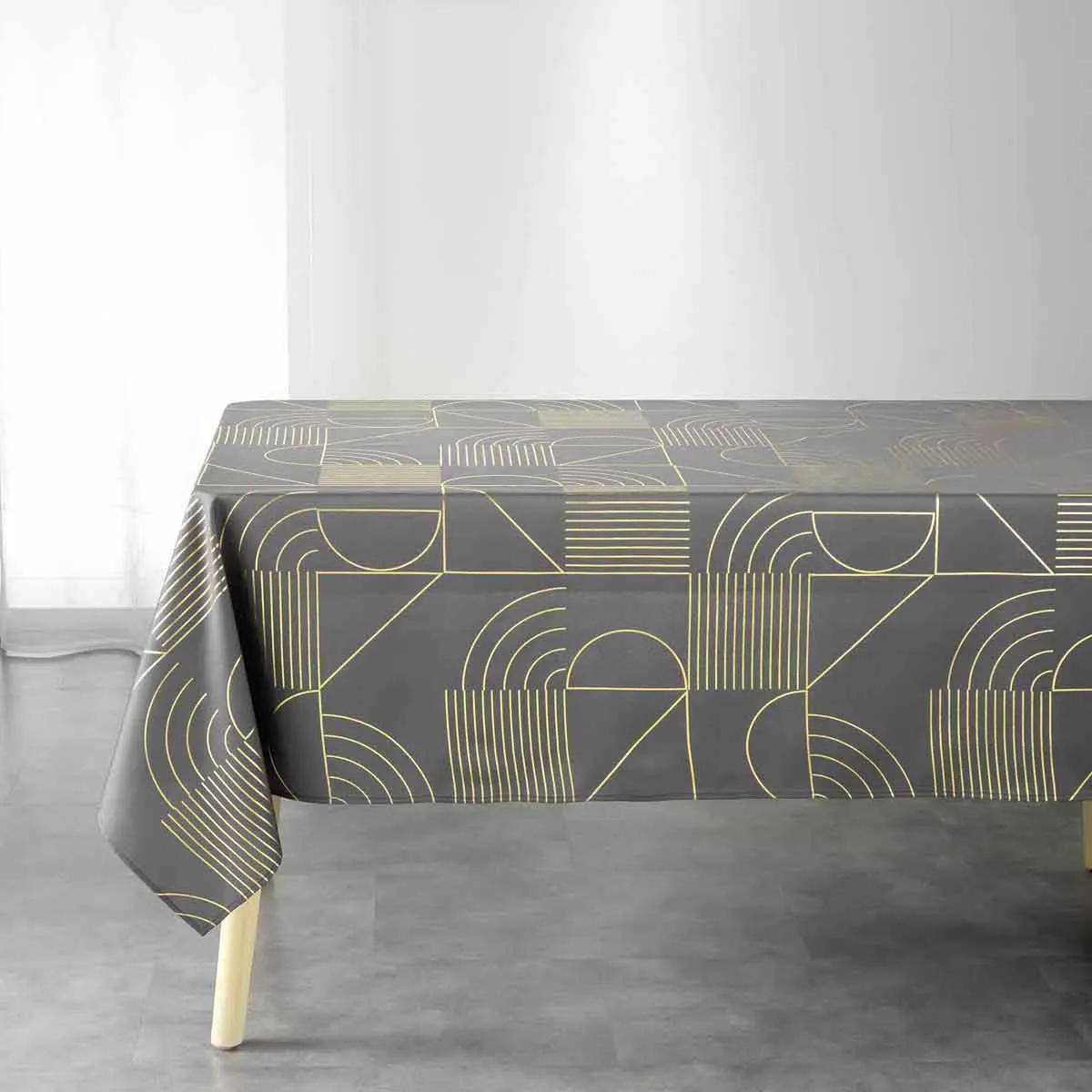 Nappe Imprimée Déco "lineor" 150x300cm Anthracite