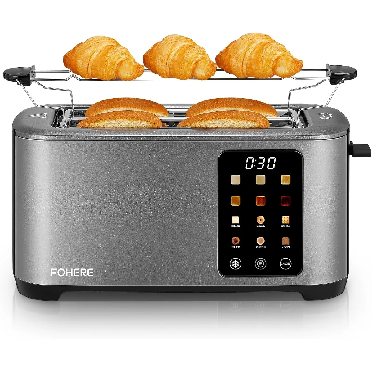 Grille-pain Digital Gris 4 Fentes 1400w Lcd