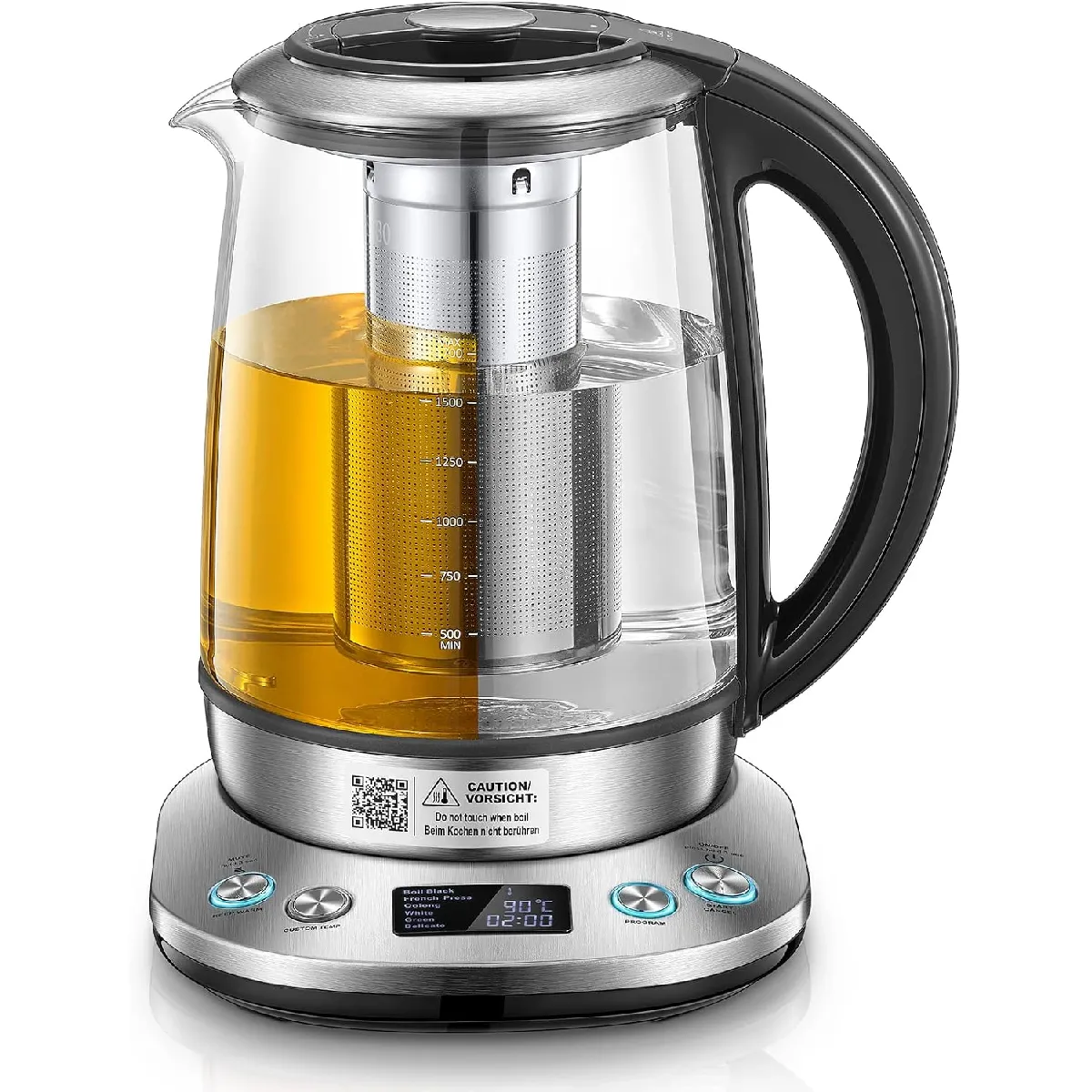 Bouilloire De 1,7 l Verre & Inox 2200 w
