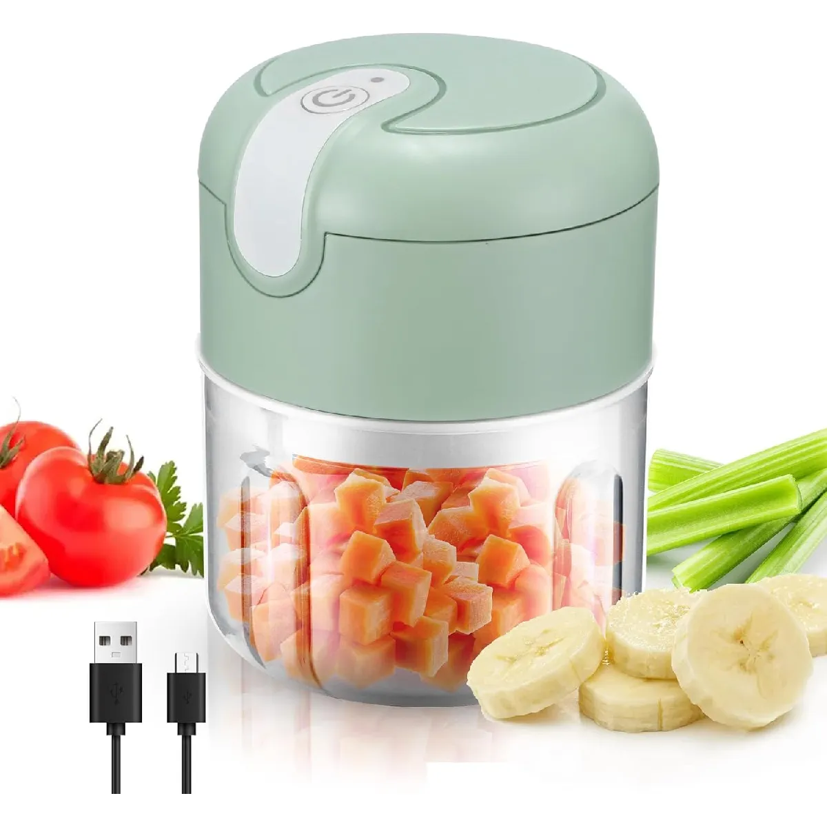 Mini Hachoir Électrique Usb 37w Vert