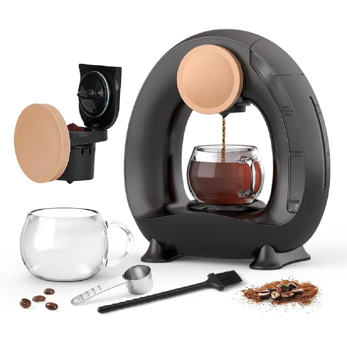 Cafetière Monoservice 240 Ml Noir Compacte