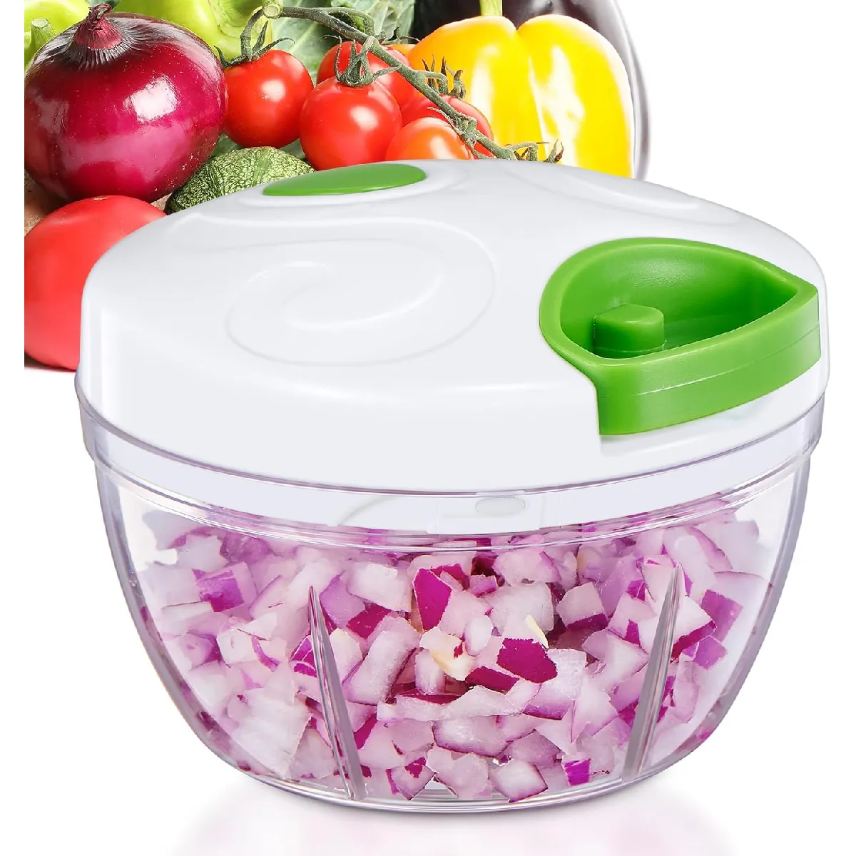 Hachoir Manuel 500ml - 3 Lames Inox, Blanc, Sans Bpa