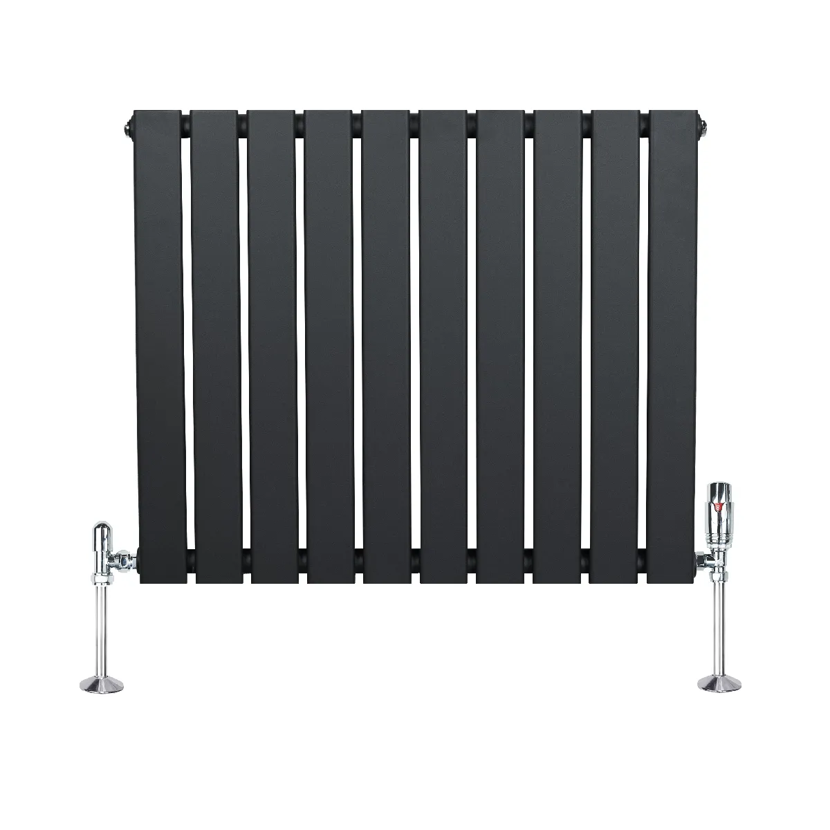 Radiateur Plat Horizontale À 1 Colonne & Vannes 600 X 700 Mm En Anthracite