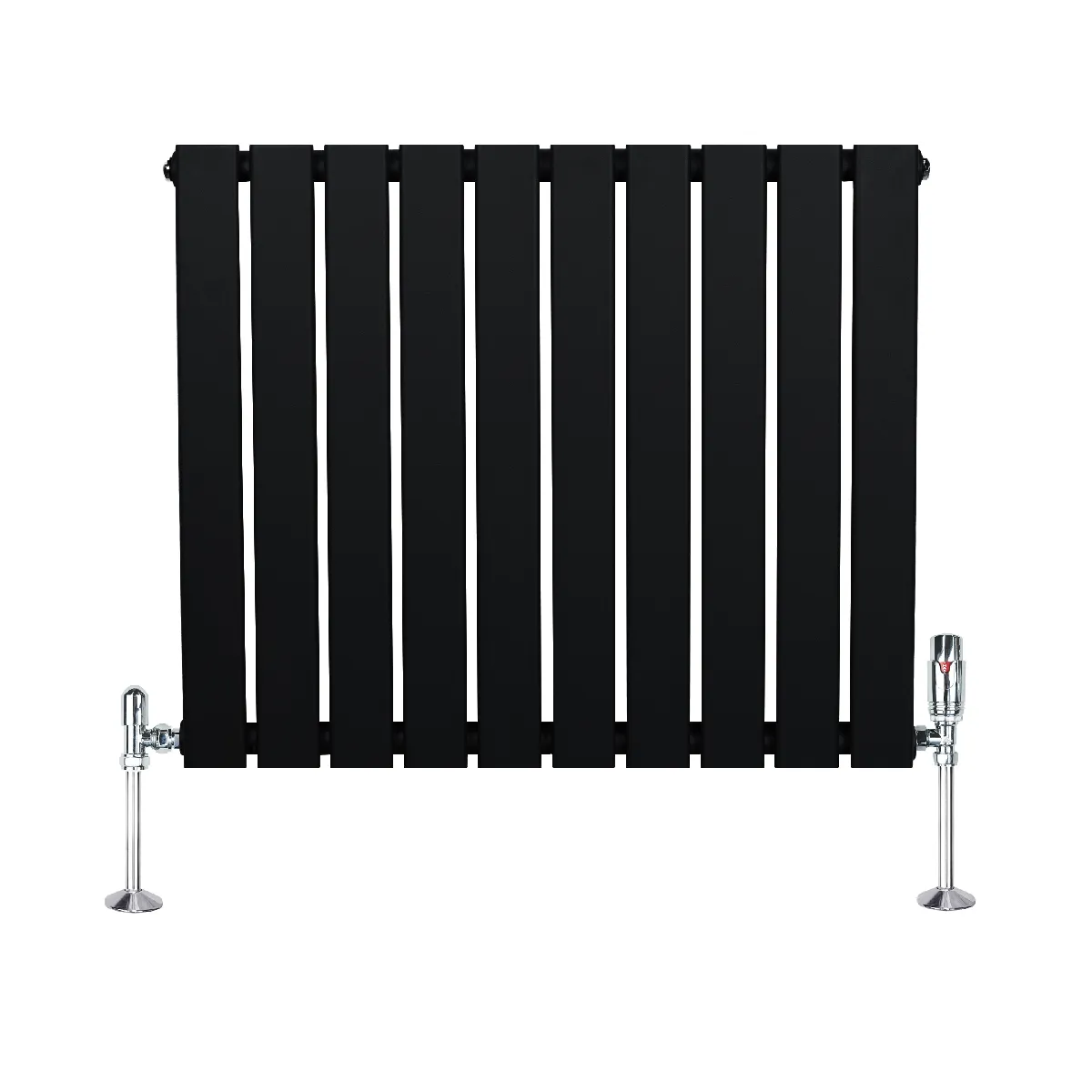 Radiateur Plat Horizontale À 1 Colonne & Vannes 600 X 700 Mm En Noir