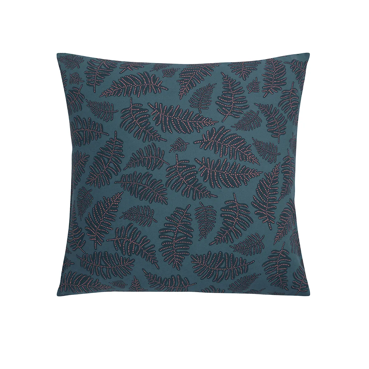 Taie D'oreiller Imprimée En Viscose De Bambou, Iris - 63 X 63 Cm - Bleu Paon