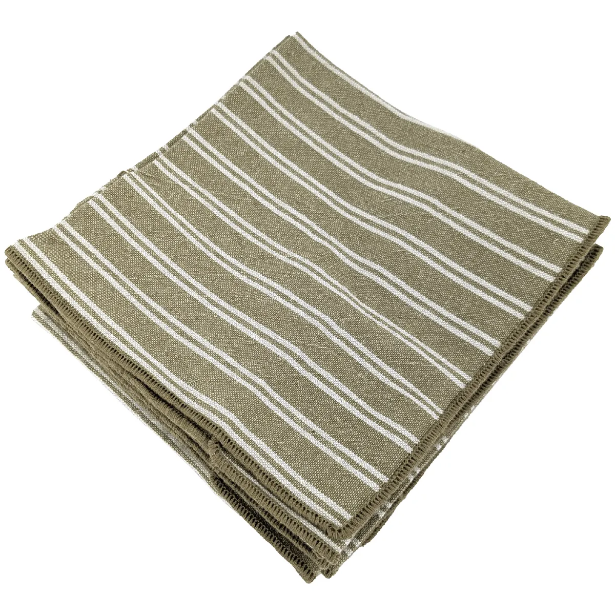 Lot De 6 Serviettes De Table Coton 42x42 Cm Lili Vert Kaki
