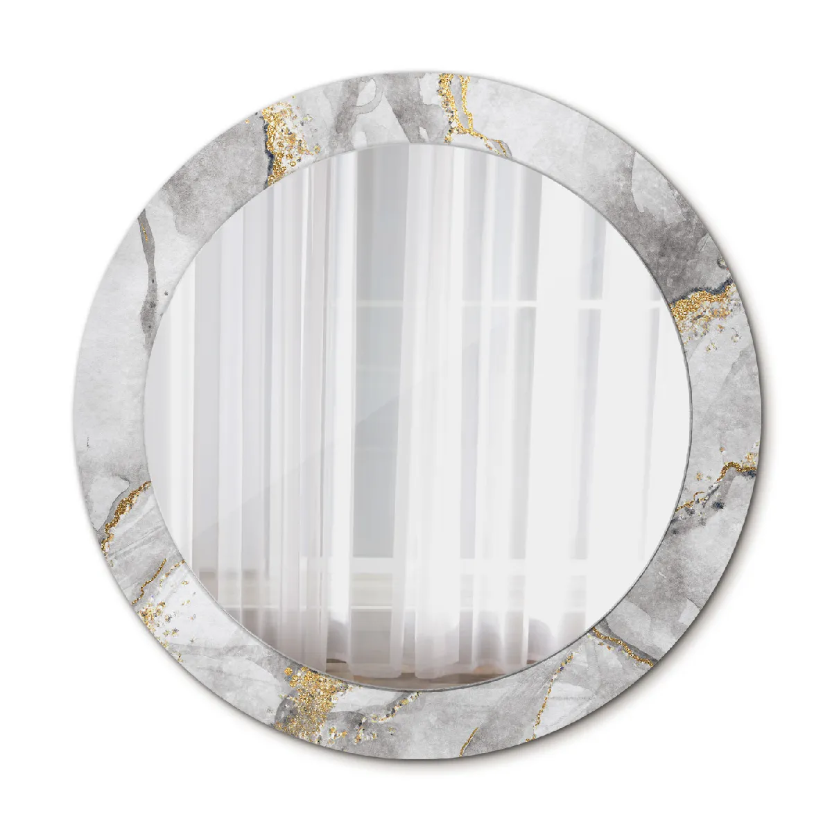 Élégant Rond Miroir Mural Suspendu Dans Un Cadre Décoratif 70x56 Cm