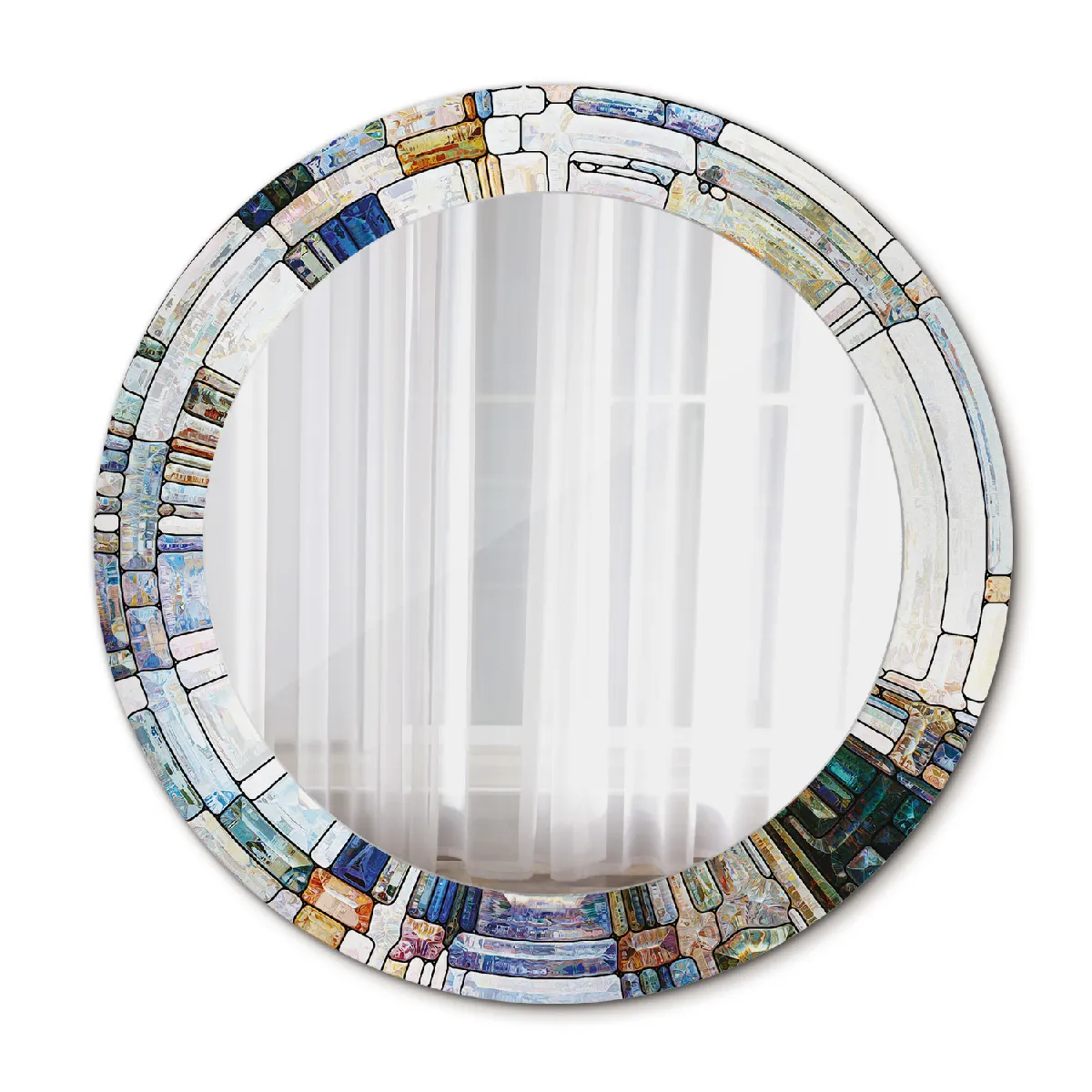 Miroir Mural Dans Le Cadre Perle Rond Loft 60x46 Cm