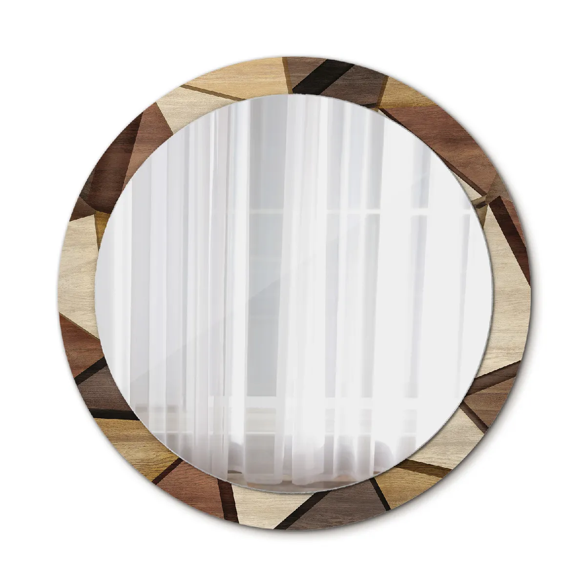 Grand Miroir Mural Rond Dans Le Cadre Marron La Chambre 90x76 Cm
