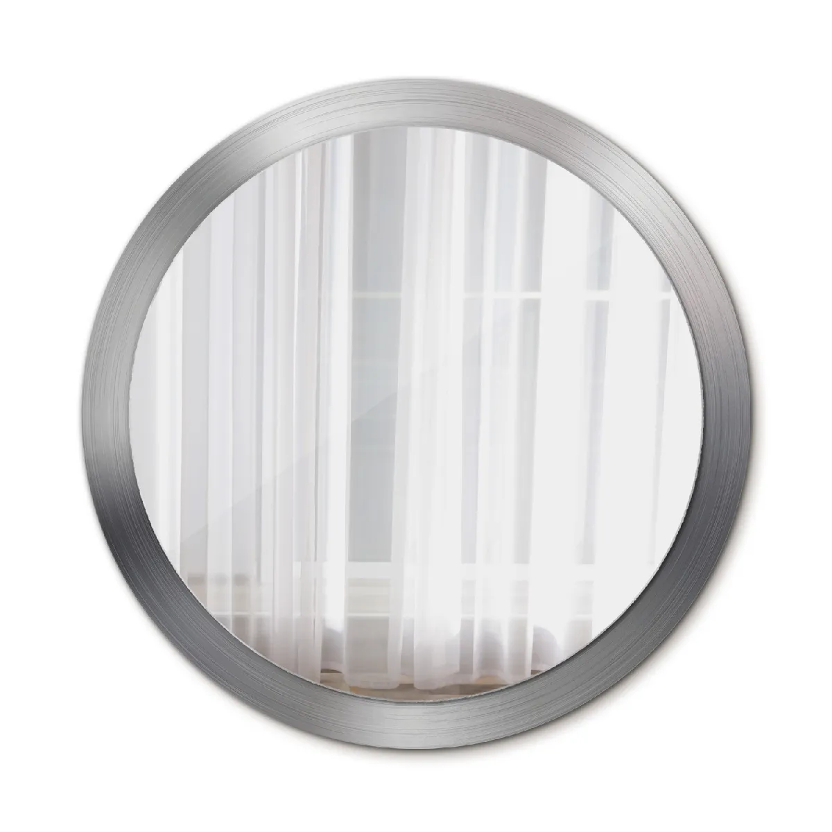 Rond Miroir Mural Grrand Dans Le Cadre Argent Pour La Salle De Bain 100x86 Cm