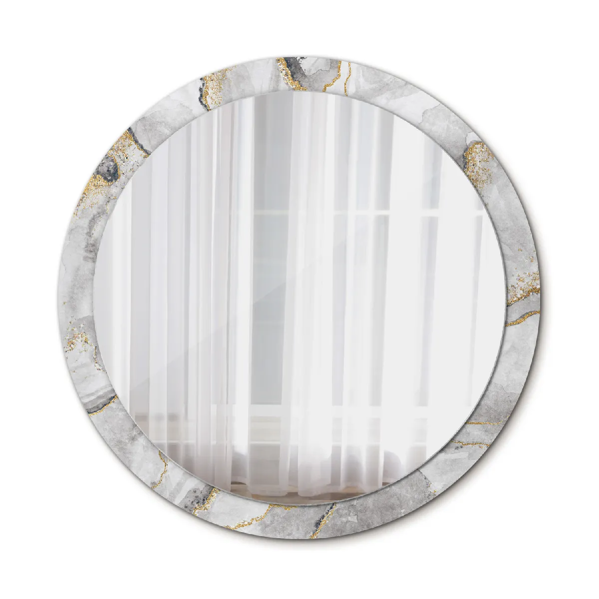 Rond Miroir Mural Grrand Dans Le Cadre Or Pour La Salle De Bain 100x86 Cm