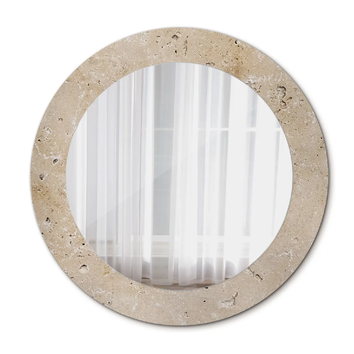 Miroir Mural Dans Le Cadre Beige Rond Loft 60x46 Cm