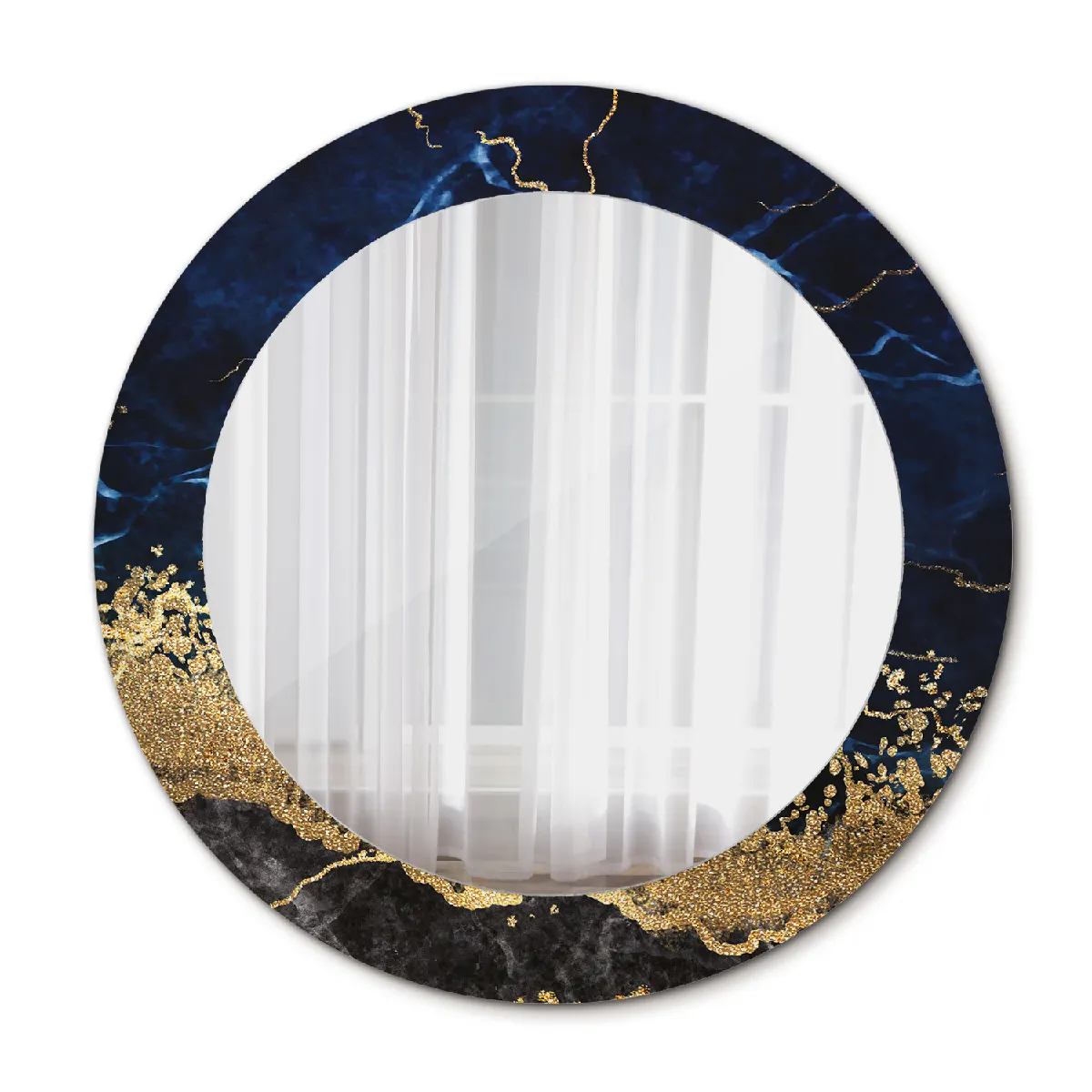 Miroir Mural Dans Le Cadre Or Rond Loft 60x46 Cm