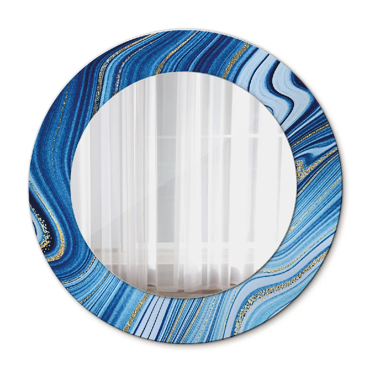 Miroir Mural Rond Décoratif Or Dans Le Cadre 50x36 Cm