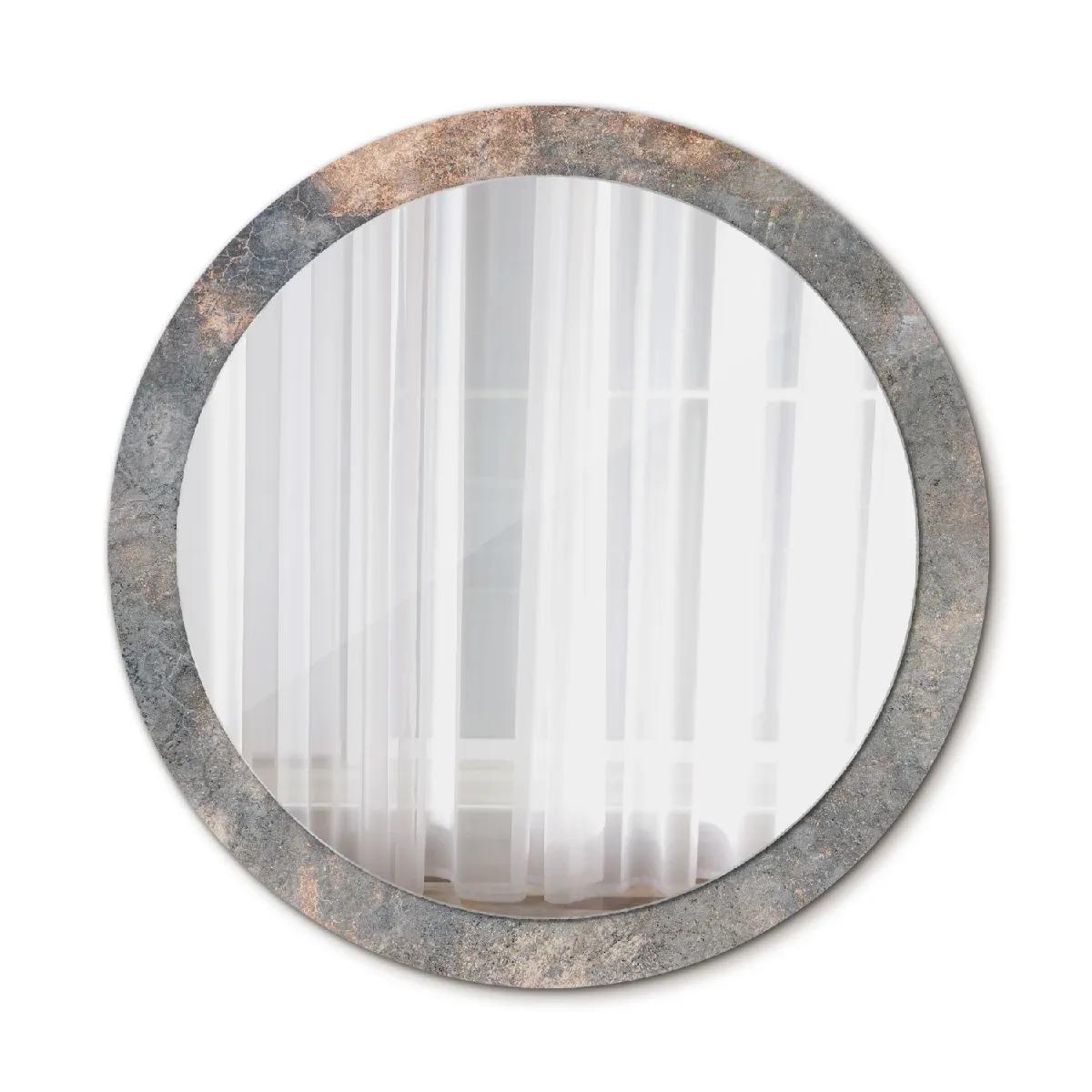 Grand Miroir Mural Rond Dans Le Cadre Gris Pour La Salle De Bain 90x76 Cm