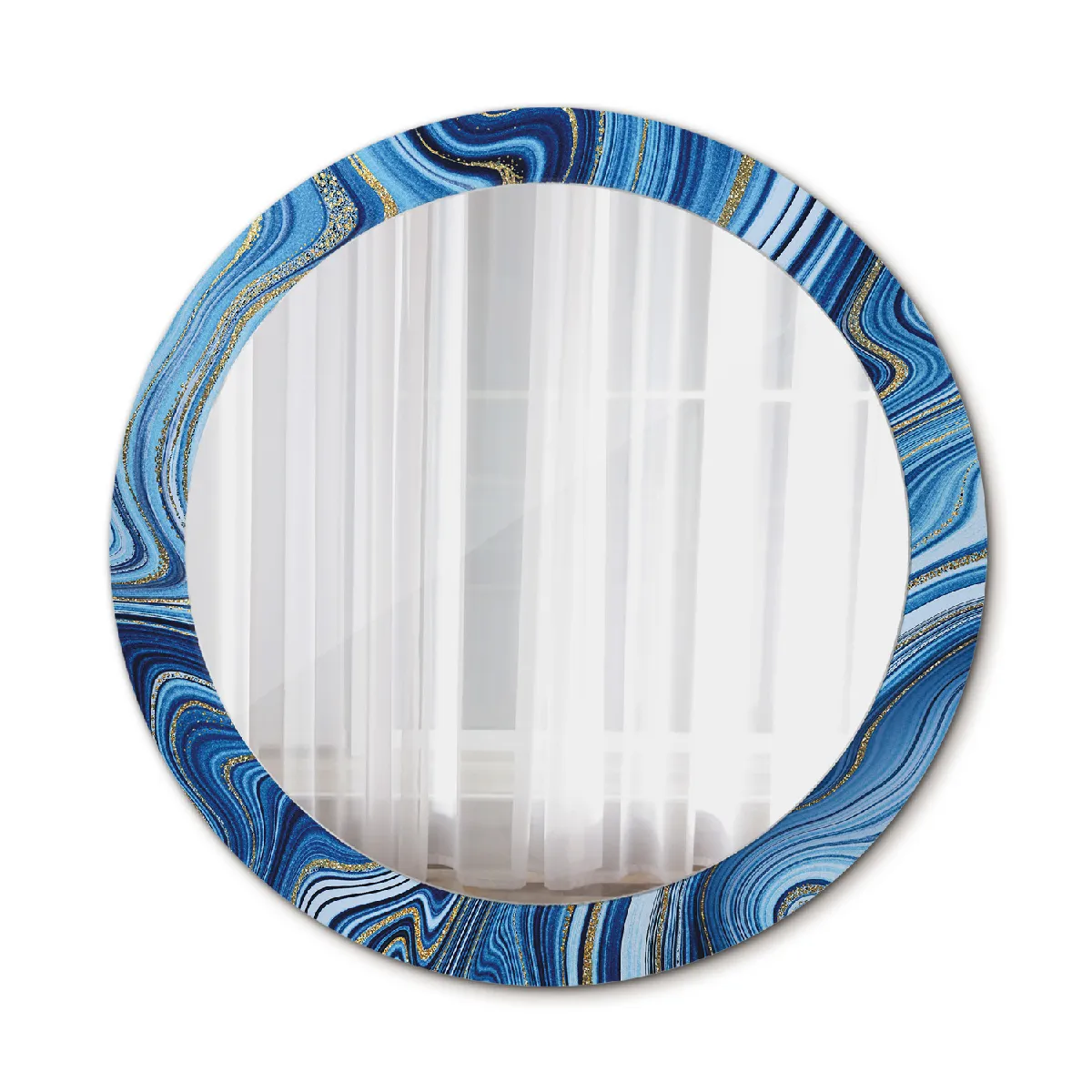 Grand Miroir Mural Dans Le Cadre Or Rond Élégant 80x56 Cm