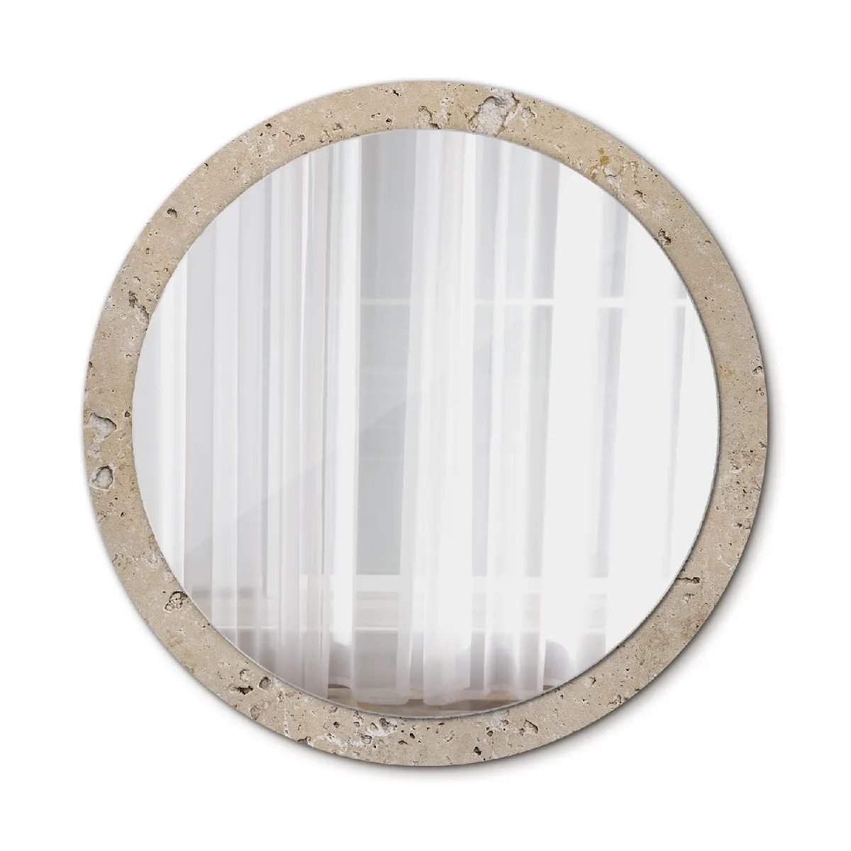 Rond Miroir Mural Grrand Dans Le Cadre Beige Pour La Salle De Bain 100x86 Cm